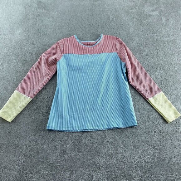 Lands End Womens Striped Long Sleeve Colorblock Shirt L Polyester/Nylon 2463 - Picture 1 of 8